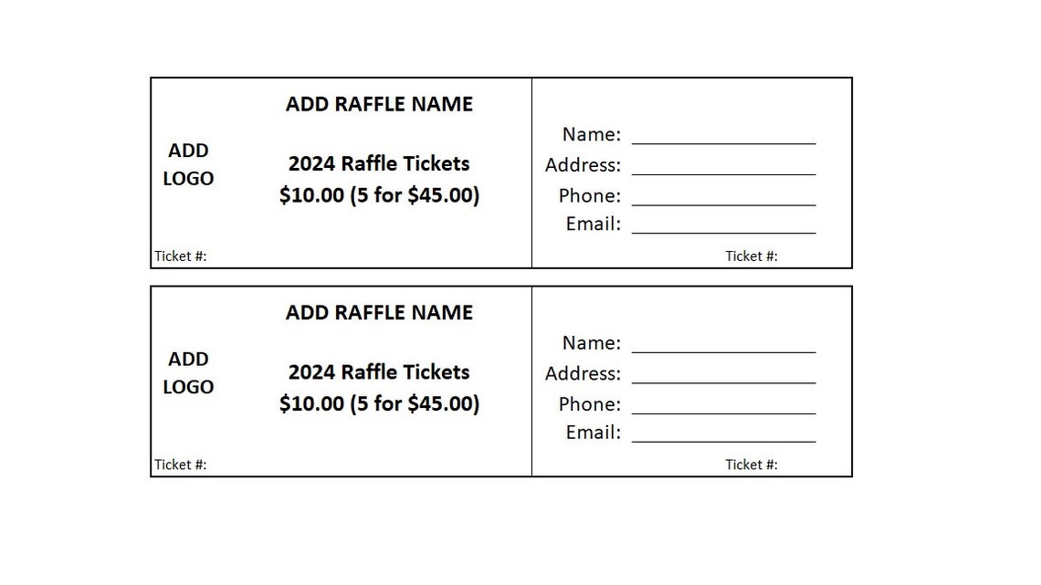 Editable Raffle Ticket Template Raffle Ticket Print Enter to Win