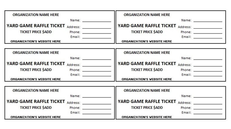 Editable Yard Game Raffle Ticket, Yard Game Raffle, Enter to Win Printable Ticket, Yard Game ...