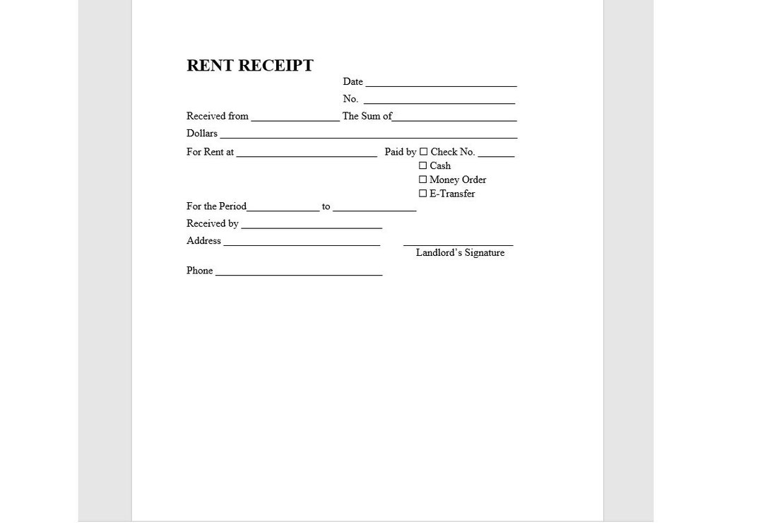 Rent Receipt Template, Rent Receipt, Receipt Template, Word Template