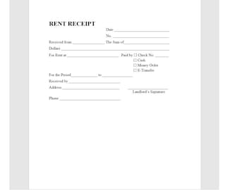 Rent Receipt Template, Rent Receipt, Receipt Template, Word Template, Simple Template, Word Template