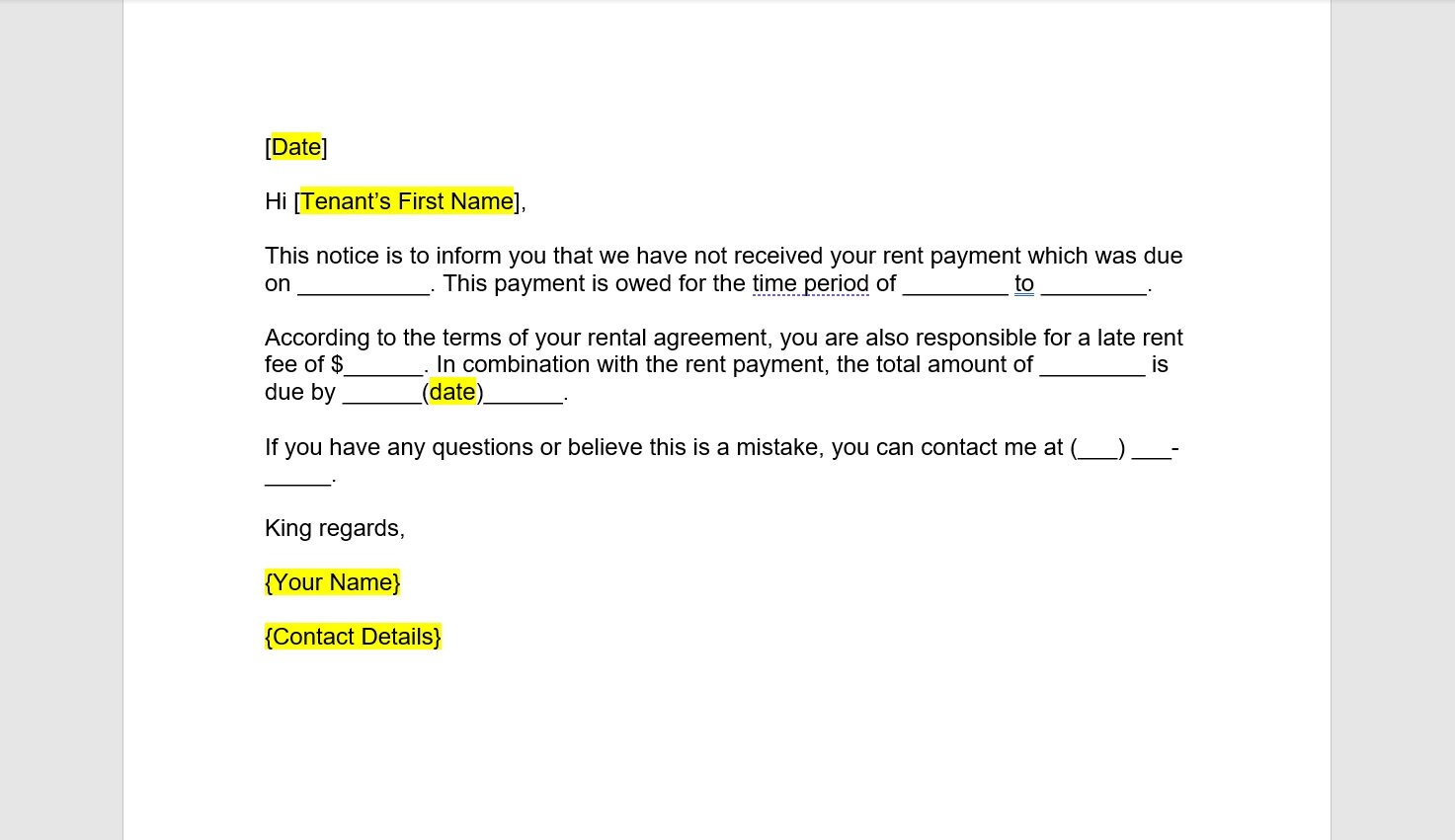 Rent Payment Reminder Letter Template, Payment Reminder Letter, Payment