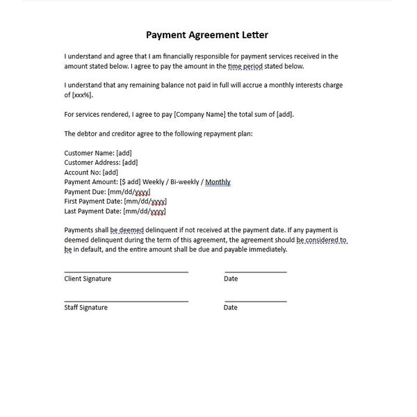 Payment Contract Template - Etsy UK