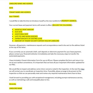 Nueva plantilla de carta del propietario, carta del nuevo propietario, plantilla del nuevo propietario, carta del nuevo propietario, plantilla de Word, carta simple