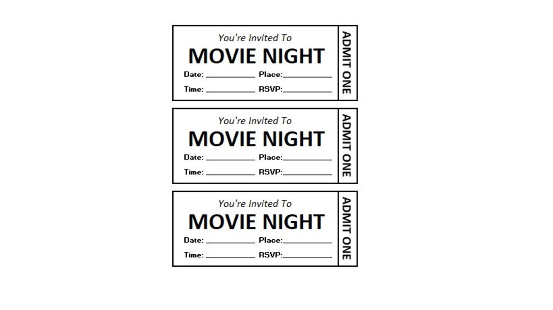 Editable Movie Event Ticket Movie Ticket Printables Editable Movie Editable Movie Event Ticket Movie Ticket Printables Editable Movie
