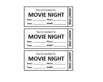 Editable Movie Event Ticket, Movie Ticket Printables, Editable Movie Ticket Template Printable, DIY Event Ticket, Ticket Template