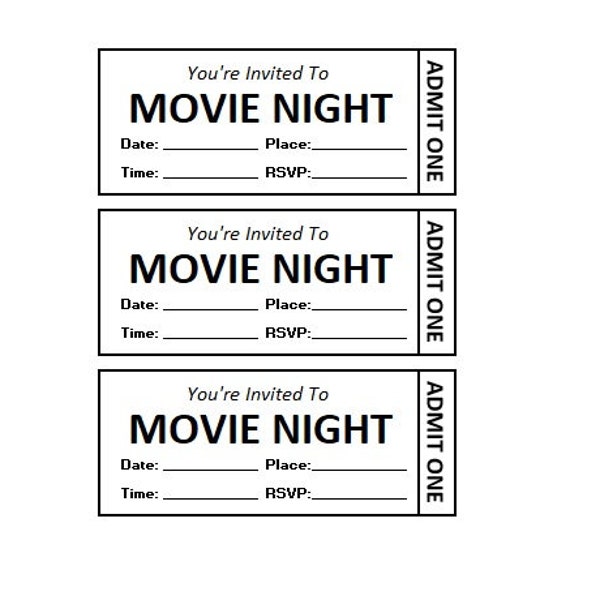Editable Movie Event Ticket, Movie Ticket Printables, Editable Movie Ticket Template Printable, DIY Event Ticket, Ticket Template