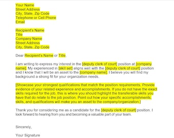 Clerk Cover Letter Etsy