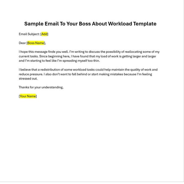 Sample Email To Your Boss About Workload Template, Email To Your Boss Template, Email Compliant About Workload, Word Email Template