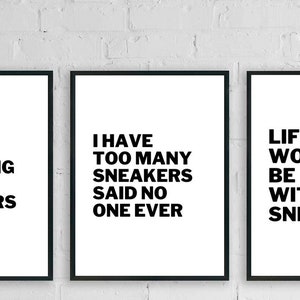 Set of 3 Sneakerhead Decor, Wall Print, Sneaker Lover, Men Bedroom Art, Shoe Lover Gift, Teen Bedroom Print, Housewarming Gift