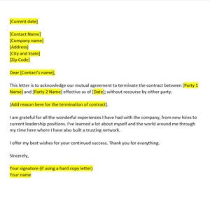 Editable Mutual Contract Termination Agreement, Mutual Contract Termination Agreement, Mutual Contract Template, Agreement Template