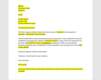 Loan Request Letter Template, Loan Request Letter, Loan Request Template, Word Template, Word Letter, Simple Letter