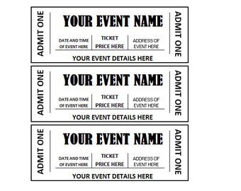 Editable Event Ticket, Event Ticket Printables, Editable Event Ticket Template Printable, DIY Event Ticket, Ticket Template