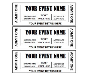 Editable Event Ticket, Event Ticket Printables, Editable Event Ticket Template Printable, DIY Event Ticket, Ticket Template