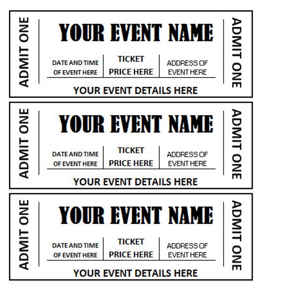 Editable Event Ticket, Event Ticket Printables, Editable Event Ticket Template Printable, DIY Event Ticket, Ticket Template