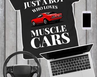 Po prostu chłopak, który kocha muscle cary, koszulka muscle car, koszulka vintage oldschool car, koszulka muscle car, koszulka dla miłośników klasycznych samochodów, koszulka młodzieżowa
