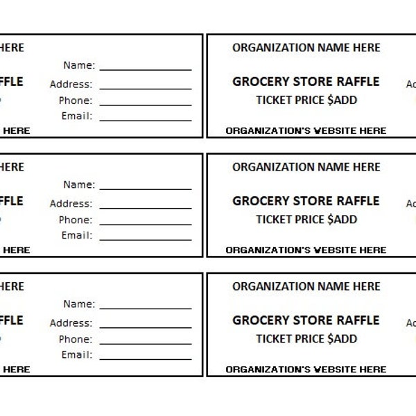 Editable Grocery Store Raffle Ticket, Grocery Store Raffle, Enter to Win Printable Ticket, Grocery Store Printable Raffle Ticket Template