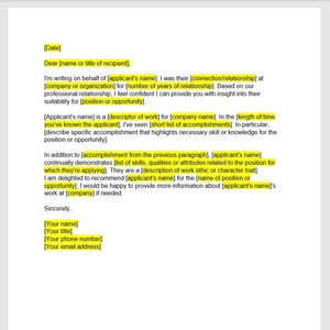 Plantilla de carta de referencia, Carta de referencia del empleado, Plantilla de referencia, Plantilla de carta de referencia, Plantilla de Word, Carta simple