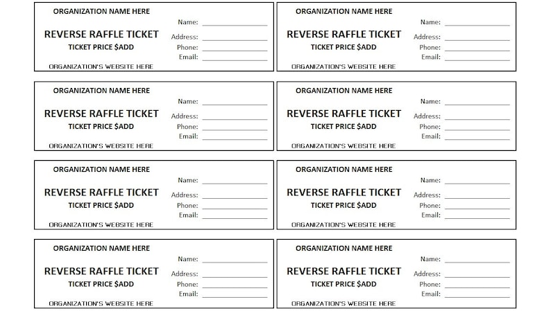 Editable Reverse Raffle Ticket, Reverse Raffle, Enter to Win Printable ...
