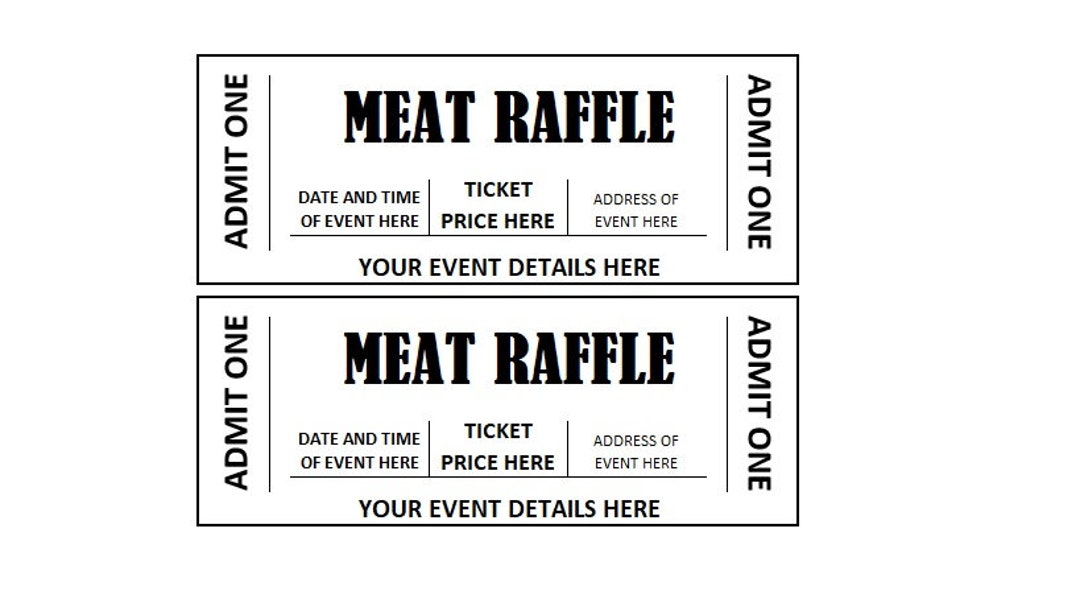 Editable Meat Raffle Event Ticket, Meat Raffle Ticket Printables Editable Meat Raffle Event Ticket, Meat Raffle Ticket Printables