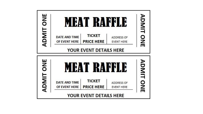 Editable Meat Raffle Event Ticket, Meat Raffle Ticket Printables ...
