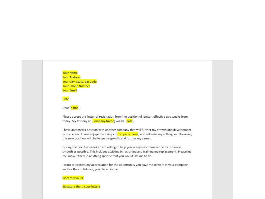 Janitorial Job Offer Letter Samples