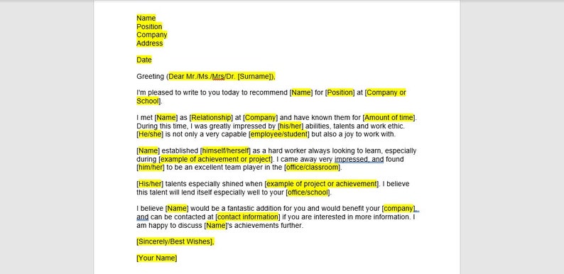 Reference Letter Template, Employee Reference Letter, Reference ...