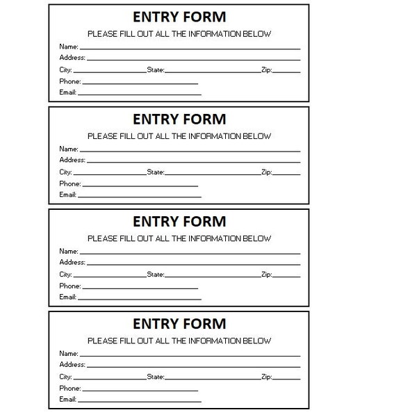 Entry Form Ticket, Entry Form Printable Ticket, Printable Entry Form Template, Entry Form Printable Ticket Template, Charity Form