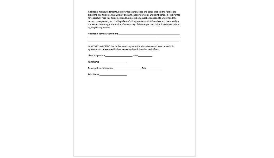 Delivery Driver Contract Agreement, Delivery Driver Contract Agreement ...