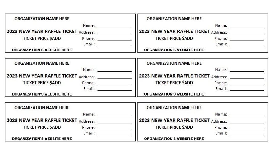 Editable New Year Raffle Ticket, New Year Raffle, Enter to Win
