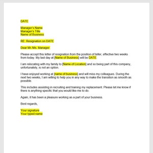 Herplaatsing Ontslagbrief, Ontslagbrief, Ontslagsjabloon, Ontslagbriefsjabloon, Woordsjabloon, Eenvoudige brief