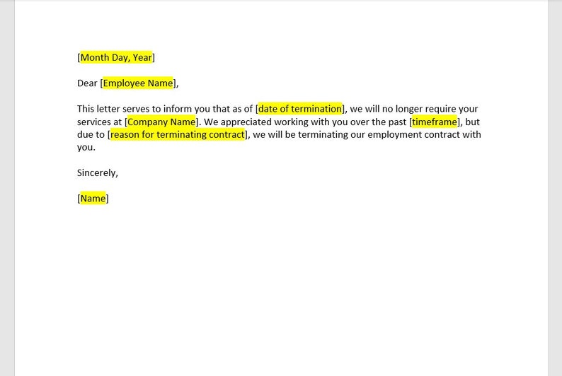 Termination Letter Template Termination Letter Termination Template termination-letter-template-termination-letter-termination-template