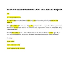 Carta de recomendación del propietario para un inquilino, carta de recomendación del propietario, recomendación del propietario, carta simple, plantilla de Word