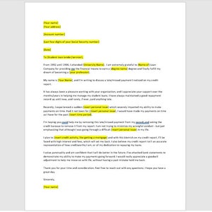 Plantilla de carta de buena voluntad de préstamo estudiantil, carta de buena voluntad de préstamo estudiantil, plantilla de buena voluntad de préstamo estudiantil, plantilla de Word, carta simple