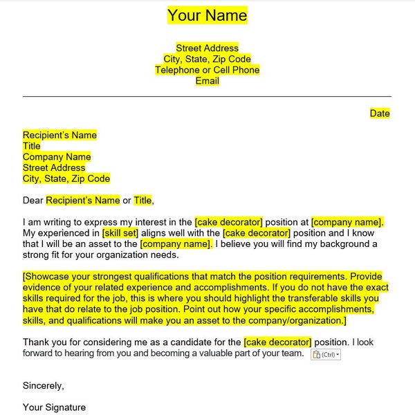Cake Cover Letter Etsy