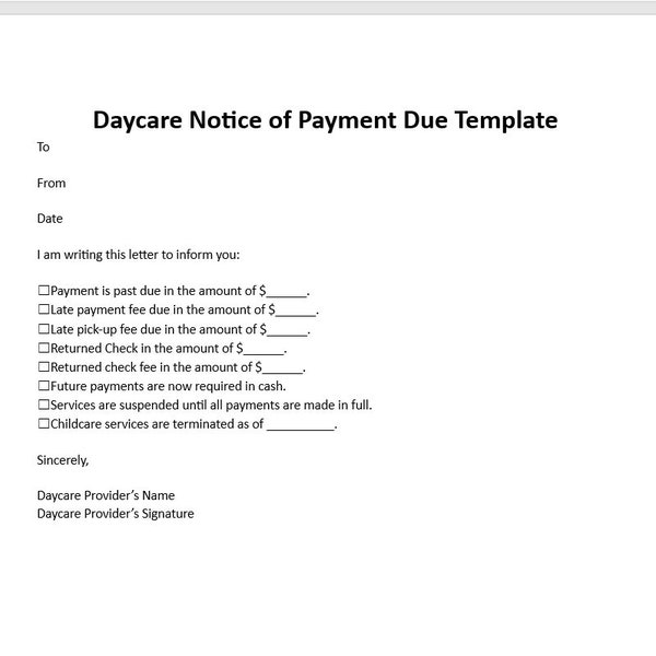 Daycare Payment Due Template Etsy Daycare Payment Due Template Etsy