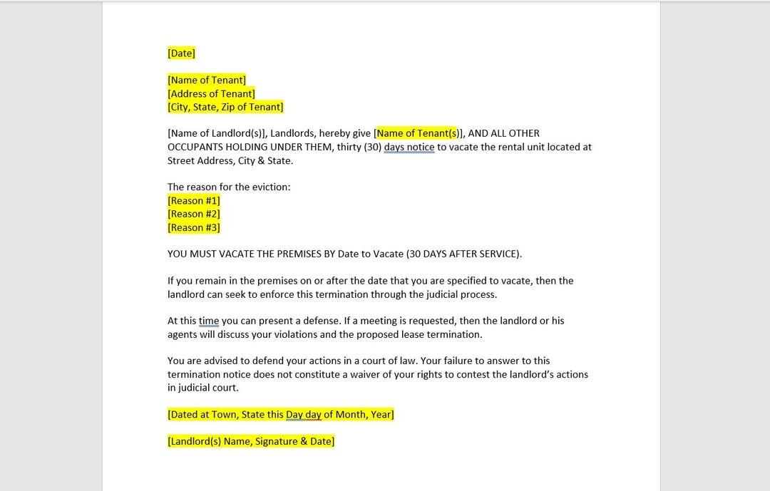 Eviction Notice Letter Template, Eviction Notice Letter, Eviction
