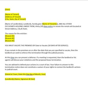Eviction Notice Letter Template, Eviction Notice Letter, Eviction Notice Template, Eviction Notice, Simple Letter, Word Template