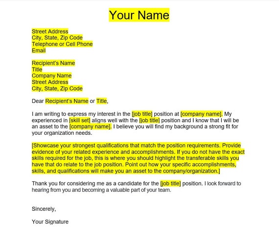 Resume Cover Letter Cover Letter Template Editable Cover - Etsy Canada