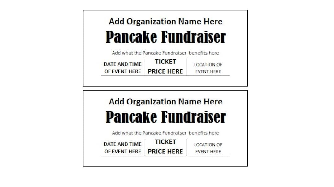 Pancake Fundraiser Ticket, Pancake Fundraiser Ticket, Pancake