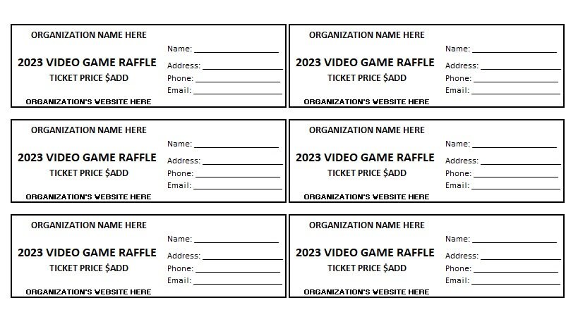 Editable Video Game Raffle Ticket, Video Game Raffle, Enter to Win ...