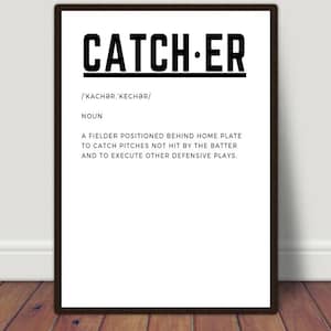 Catcher Definition, Baseball, Baseball Decor, Definition Print, Sports Wall Art, Baseball Fan Gift, Youth Room Decor, Game Room Decor
