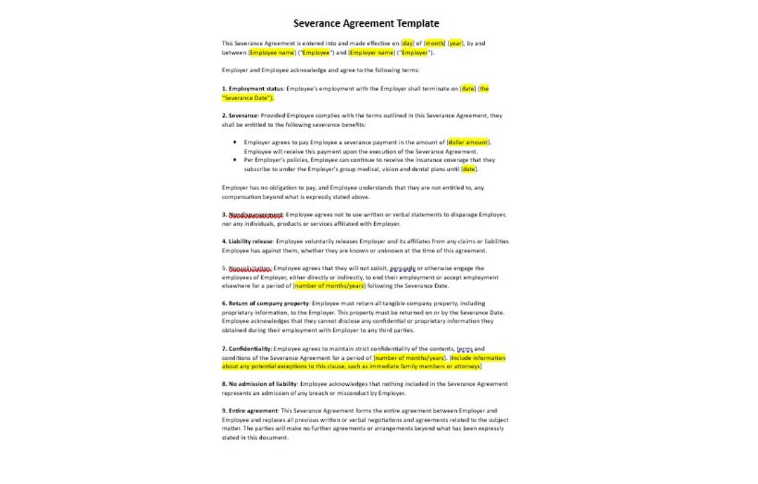 Severance Agreement, Severance Agreement Template, Agreement, Agreement
