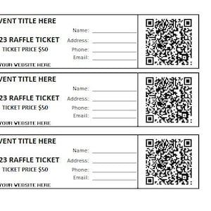 Editable Raffle Ticket, Enter to Win Printable Ticket, Printable Raffle Ticket Template, Enter to Win Printable Ticket Template, QR Coded