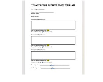 Tenant Maintenance Request Form Template, Maintenance Request Form, Maintenance Request Template, Simple Form, Editable Template