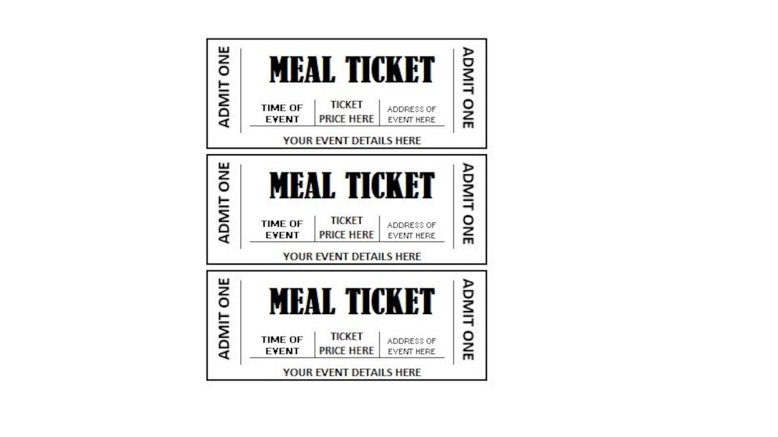 Editable Food Event Ticket Food Ticket Printables Editable Etsy