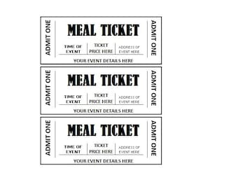 Editable Food Event Ticket, Food Ticket Printables, Editable Meal Ticket Template Printable, DIY Event Ticket, Ticket Template