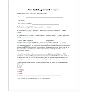 Plantilla de contrato de alquiler de ático editable, carta de contrato de alquiler de ático, plantilla de acuerdo de alquiler de ático, contrato de alquiler simple, plantilla de Word