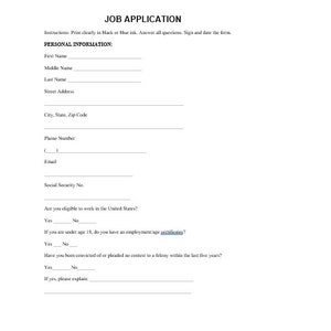 Employee Job Application, Job Application Template, Job Template, Word ...
