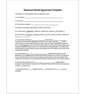 Plantilla de contrato de alquiler del sótano, carta de contrato de alquiler del sótano, plantilla de acuerdo de alquiler del sótano, contrato de alquiler simple, plantilla de Word