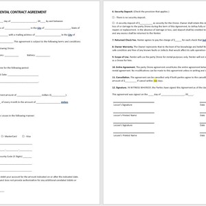 Acuerdo de contrato de alquiler de drones editable, plantilla de contrato de alquiler de drones, contrato de contrato de alquiler de drones, plantilla de contrato de alquiler de drones